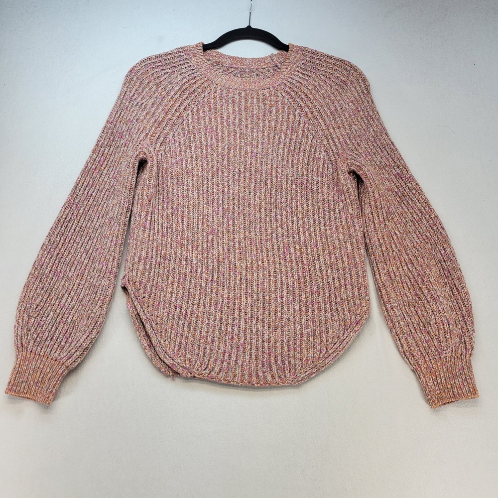 Frame Sweater Women XS Pink Purple Multi Marled Raglan Chunky Balloon Sleeve